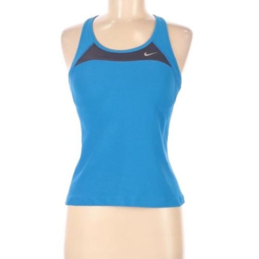 Nike Dri Fit Active Tank Top Build In Bra M Blue